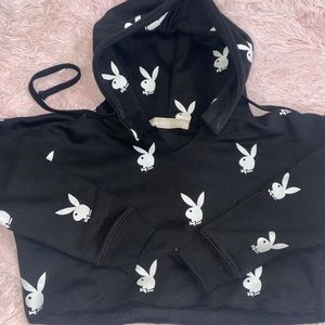 🐰PLAYBOY CROPPED LOGO HOODIE🐰